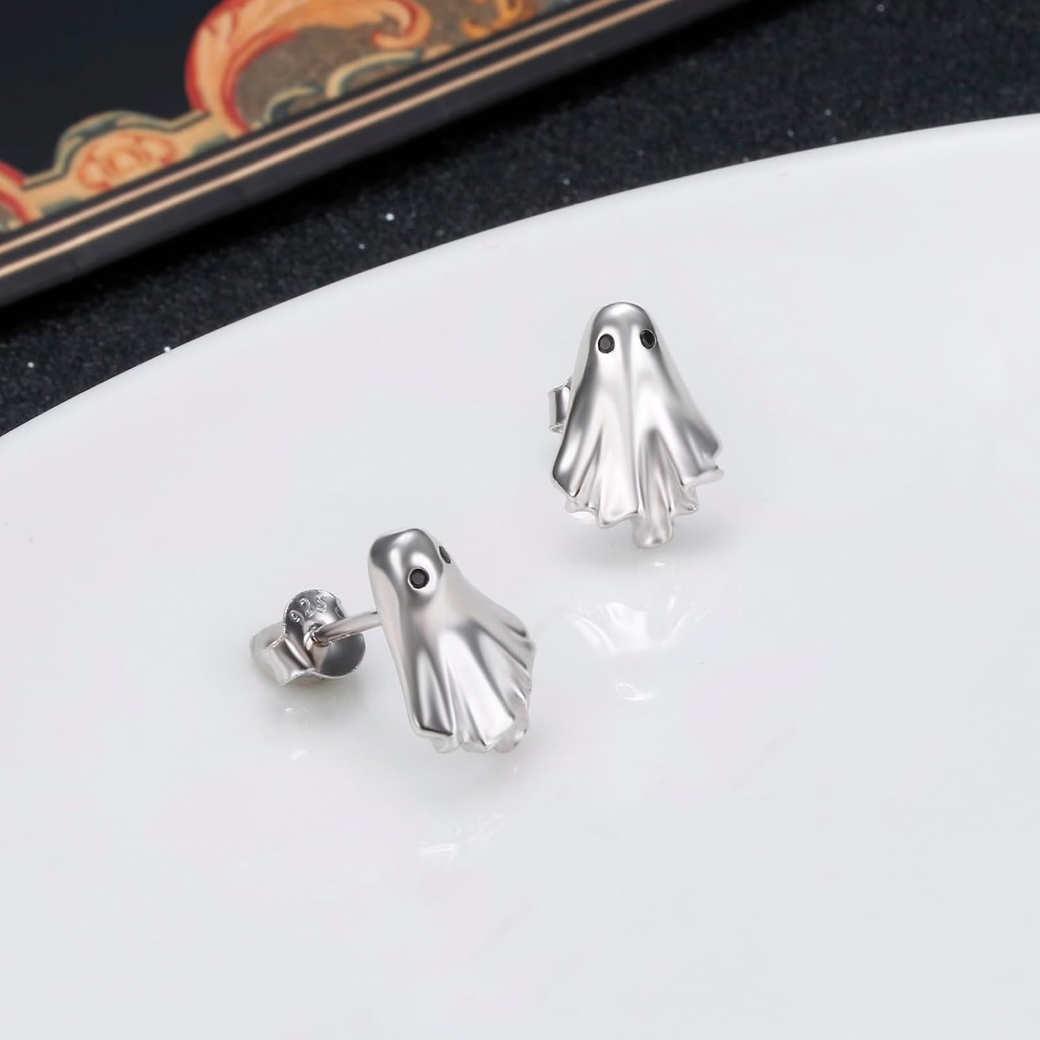 Halloween Ghost Stud Drop Earrings for Women S925 Sterling Silver Spooky Earring Jewelry - Image 4