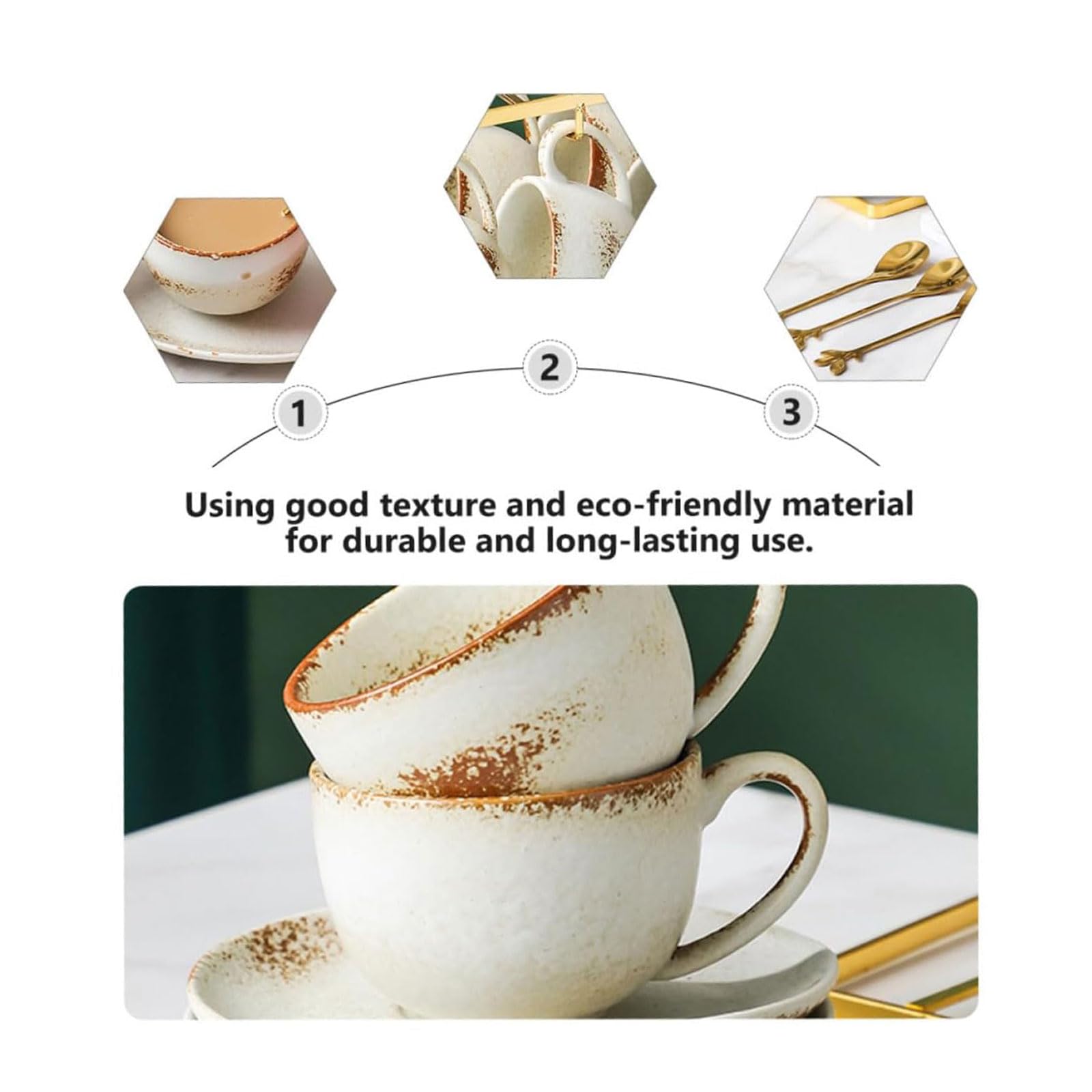 Taza de té 1 Juego de Taza de café, Taza de Leche Mocha, Juego de Platos de cerámica de Estilo Europeo con Mango y platillo Adecuado para cafeterías, restaurantes y hoteles Taza de café