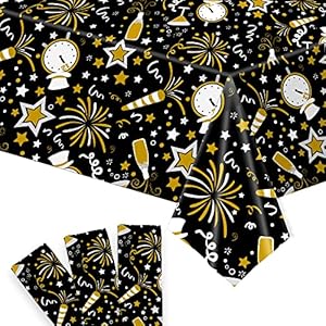Xtralarge, Happy New Years Tablecloth – Pack of 3 | New Years Eve Party Supplies 2023 | New Years Table Cover, Happy New…