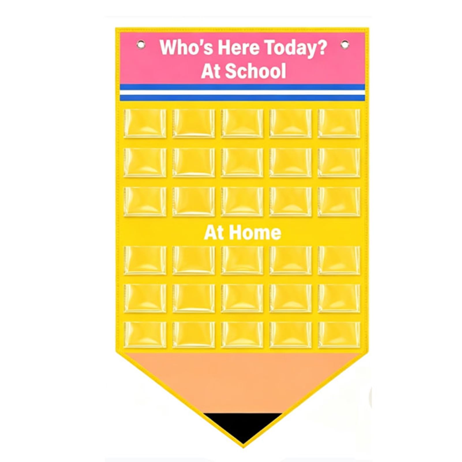 Spacnana Classroom Attendance Pocket Chart 54 Cards. 32x19 in (81x48cm)