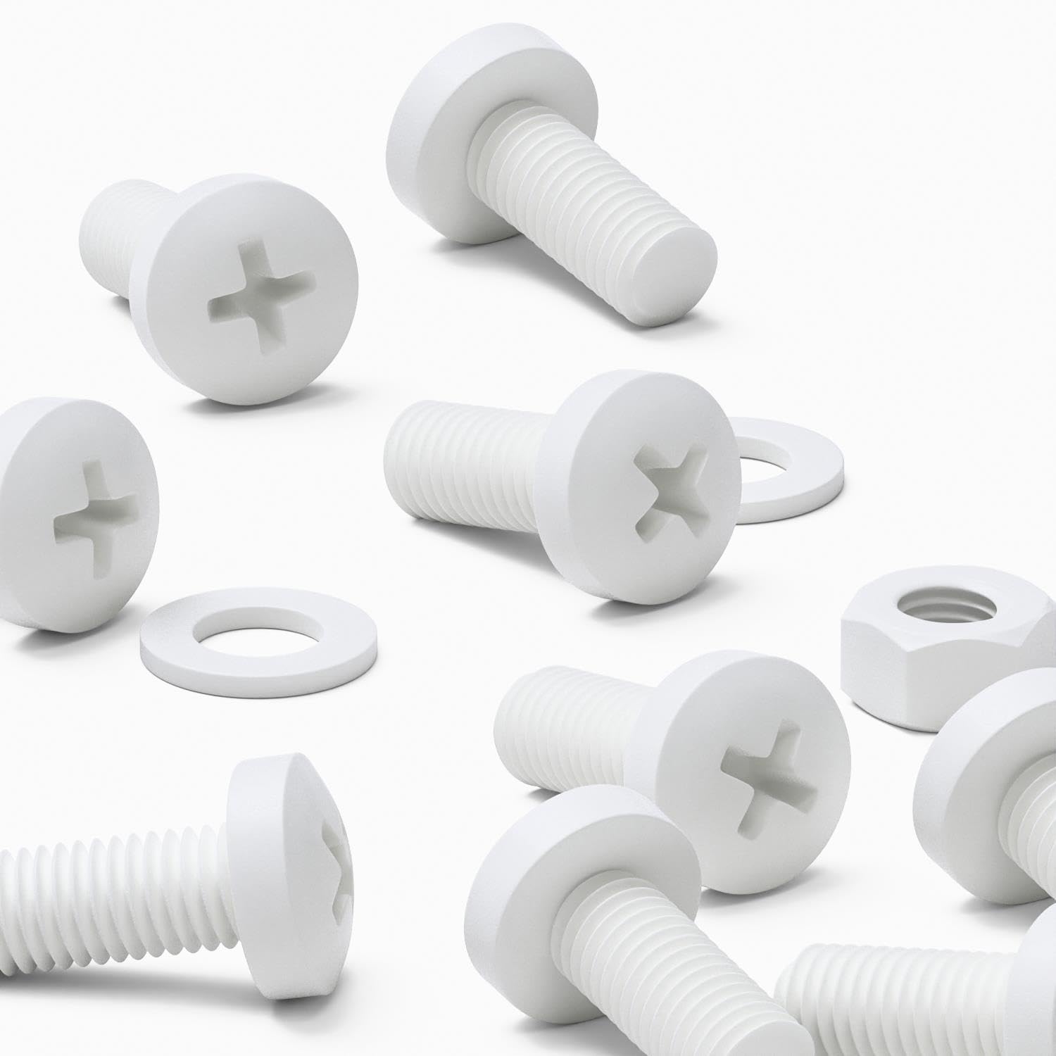 Caterpillar Red White 20 X Pan Head Screws Polypropylene (Pp) Plastic Nuts And Bolts, Washers, M8x20mm