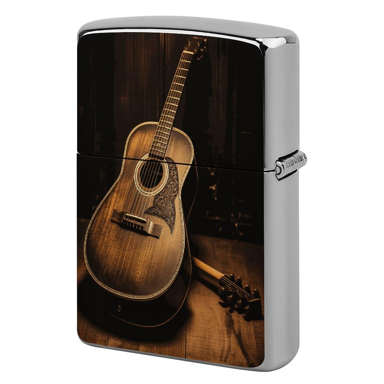 Fekiloot Style Old West Guitar Lighter Case Cover Metal Lighter Case