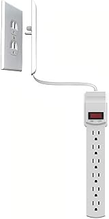 Sleek Socket Ultra-Thin Electrical Outlet Cover with Surge Protector 6 Outlet Power Strip and Cord Management Kit, 6-Foot,...