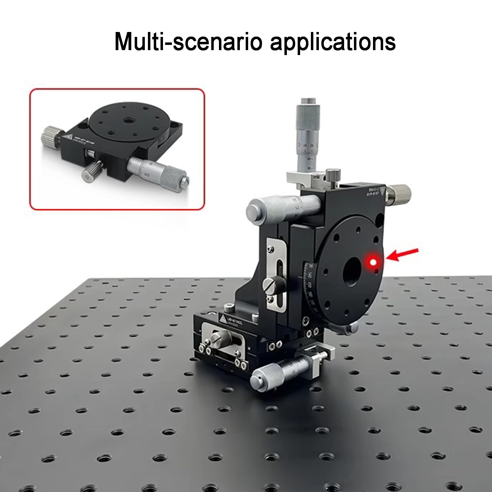Etapa de rotación manual del eje R, mesa deslizante lineal de 360°, plataforma de corte de Φ80 mm, ideal para maquinaria de producción y equipos de prueba