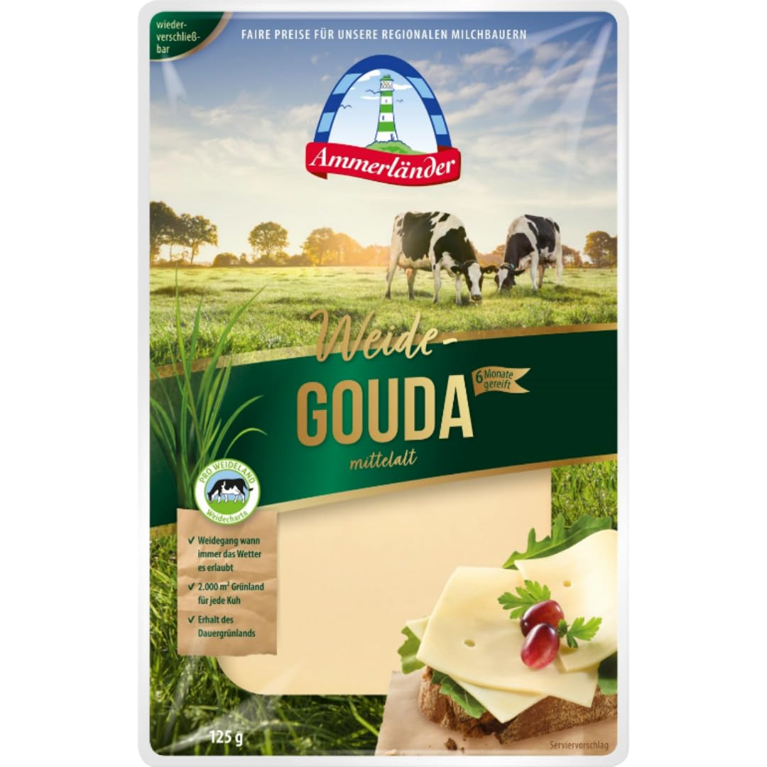 Ammmerlander Weide-Gouda mittelalt Gouda Käse 125 gramm, 4er