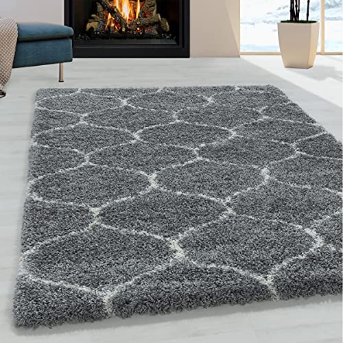 Tapis design à poils longs jacquard gris 240 x 340 cm - 2