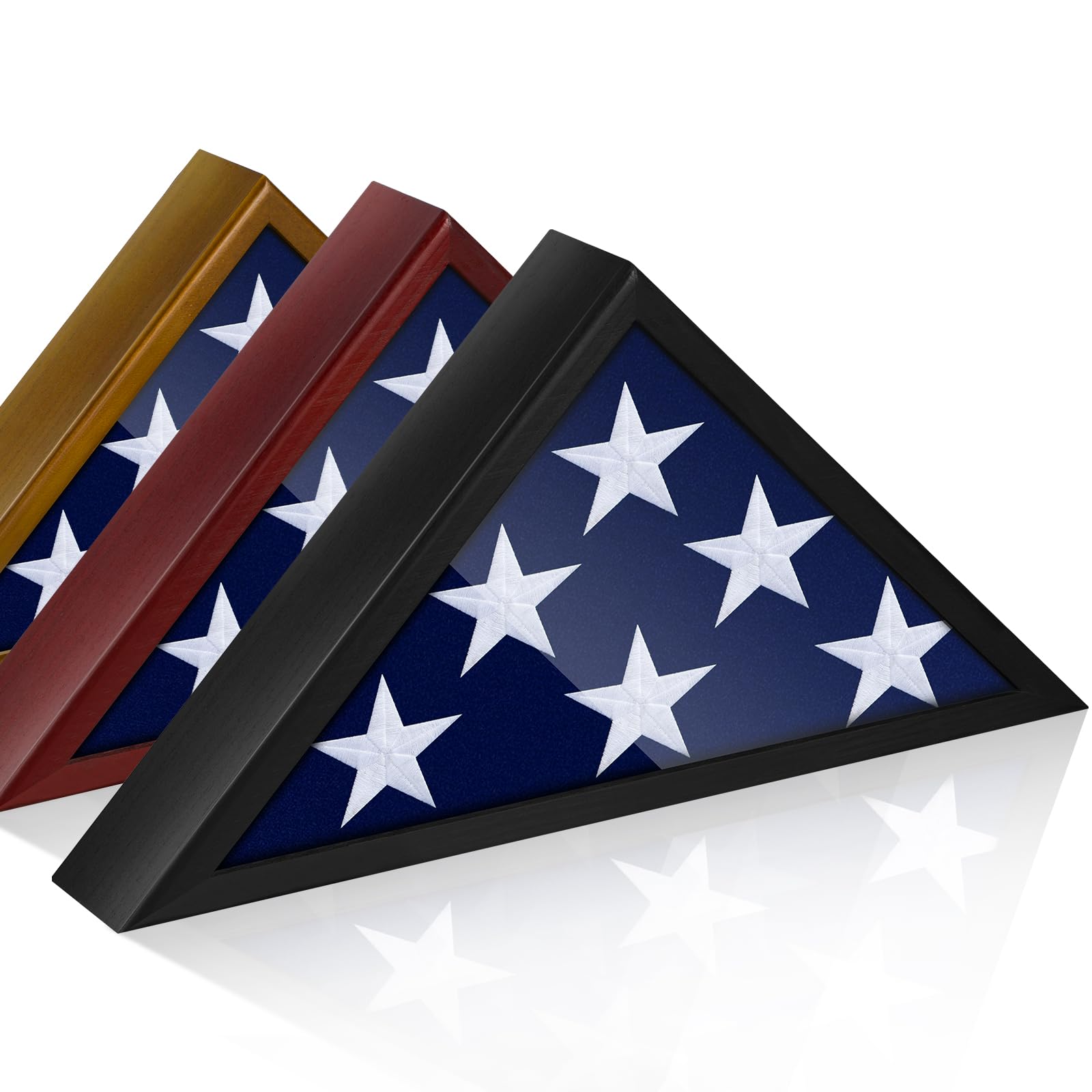Amazon.com - Vollicaifit Glass Front Flag Display Case, Black Wood