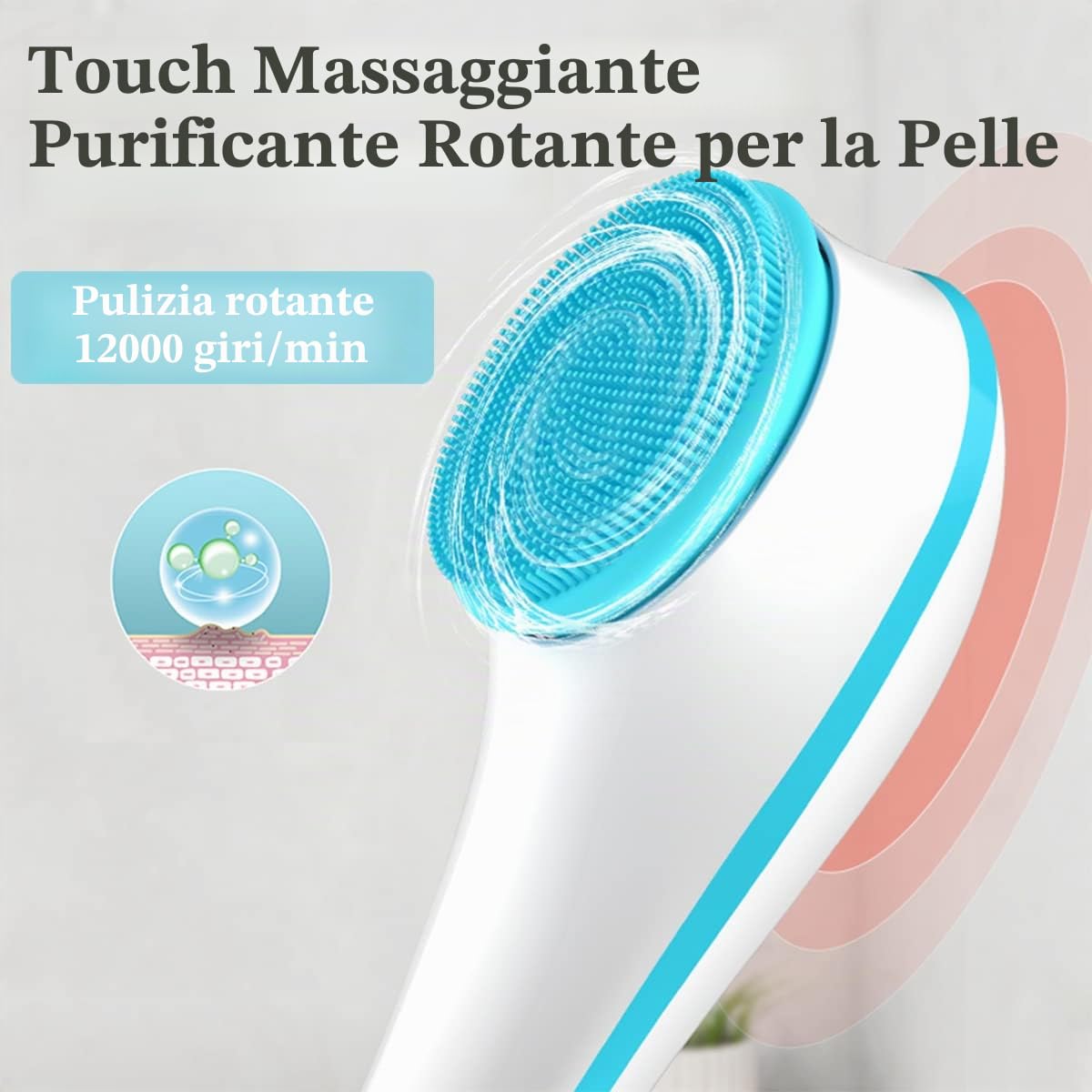 Spazzola per Corpo Doccia, Spazzola da Doccia con Manico Lungo, Elettrico Spazzola per Schiena, Spazzola Bagno Schiena,Multifunzionale con 5 Testine per Esfoliante,Pulizia Della Pelle