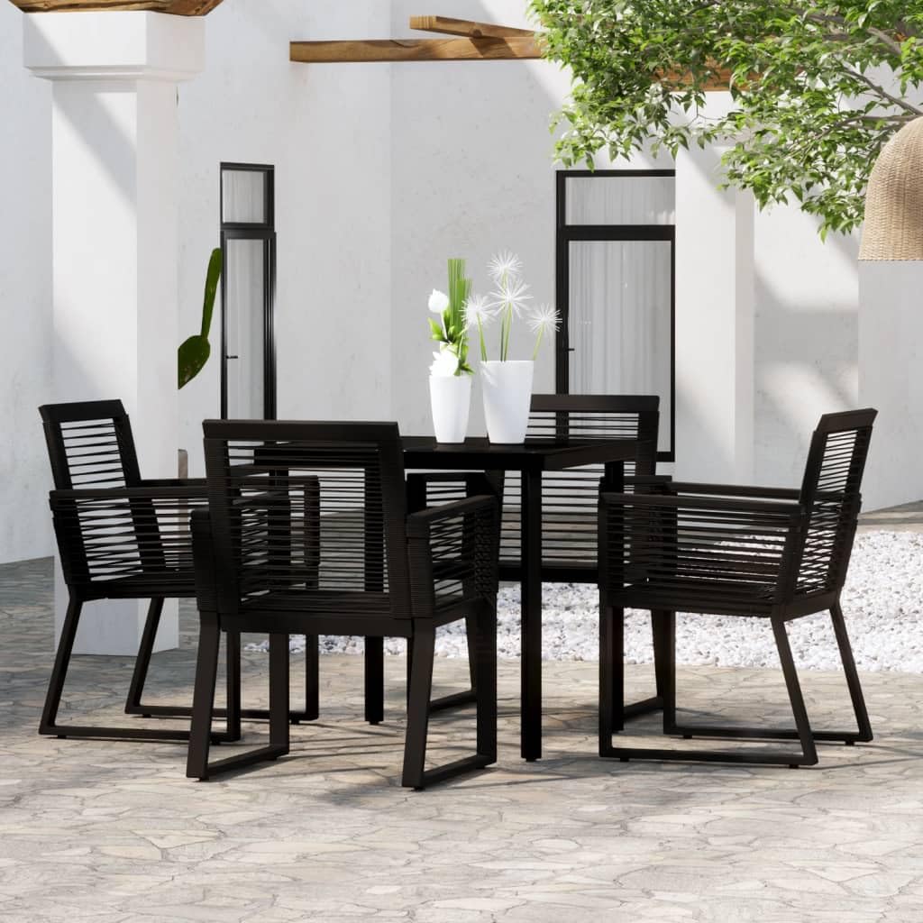 Ensemble à manger de jardin 5 pcs noir Solivagant contre le vent