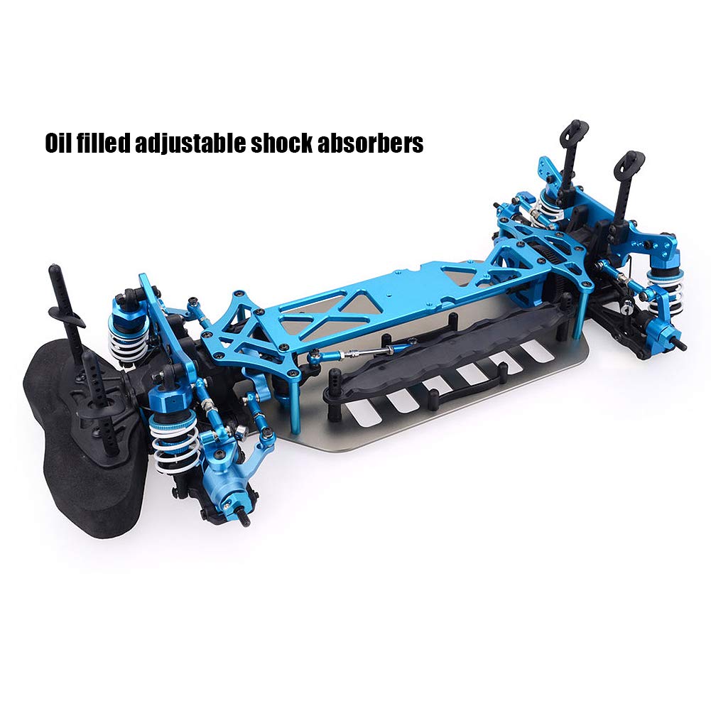 ZD Racing 1/10 Zestaw samochodowy RC z napędem na 4 koła W pełni zmontowane podwozie ze stopu aluminium Wysokowydajne gumowe opony dla entuzjastów hobbystów Dzieci Dorośli (Blue)