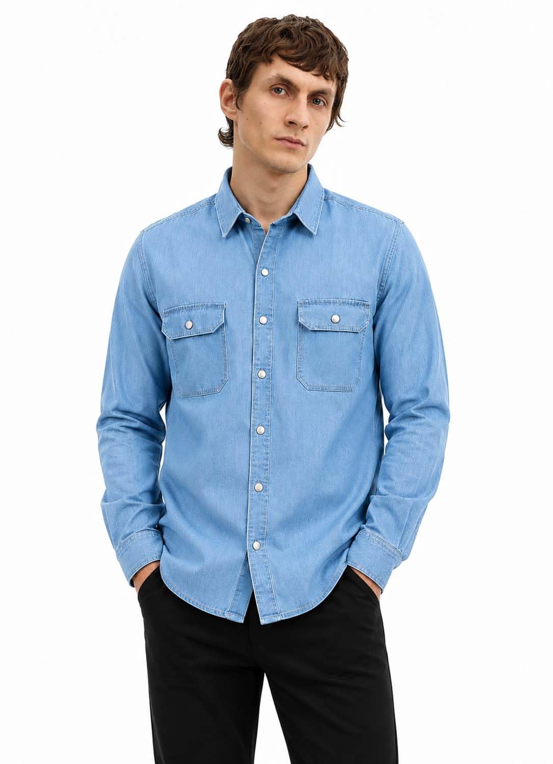 lymio Shirt for Men | Cotton Denim Shirt for Men | Regular Fit Stylish Long Sleeve Shirts (LMS-46-47)-picture-29