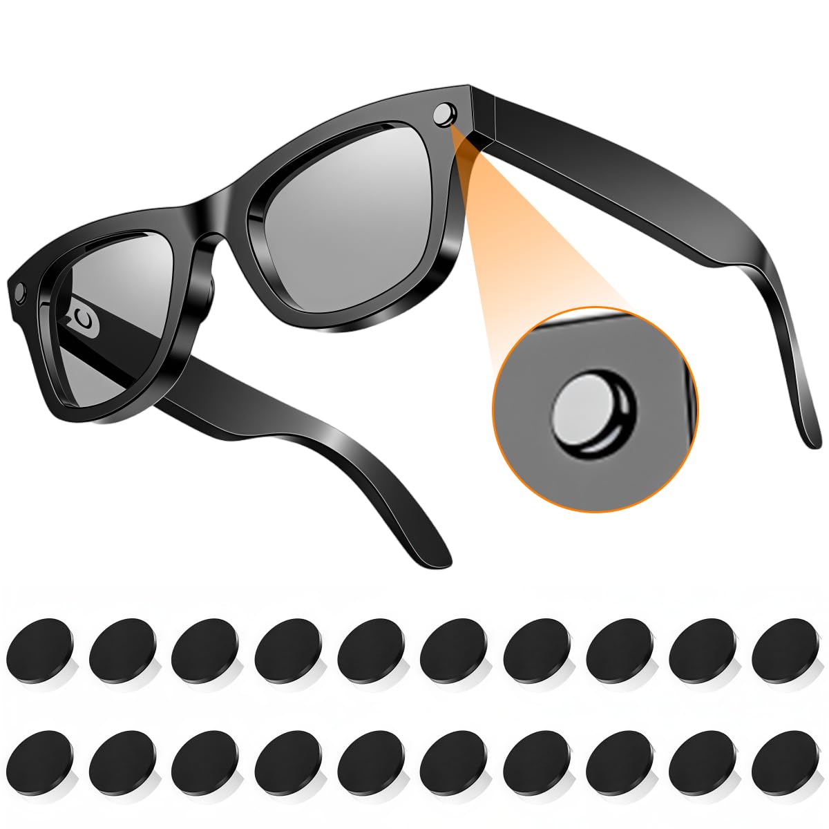 ZORBES® 20Pcs TPE LED Light Covers Compatible with R-ayBan Meta Smart Glasses, Protective Soft Diffuser Indicator Lights, Scratch-Resistant, Snug Fit-image-46