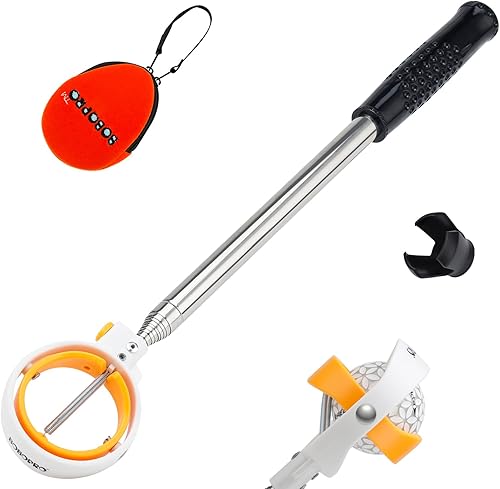 Recuperador de pelotas de golf para agua telescópica, herramienta recuperadora de bolas de 9 pies con cabezal listo para liberar resorte, clip de