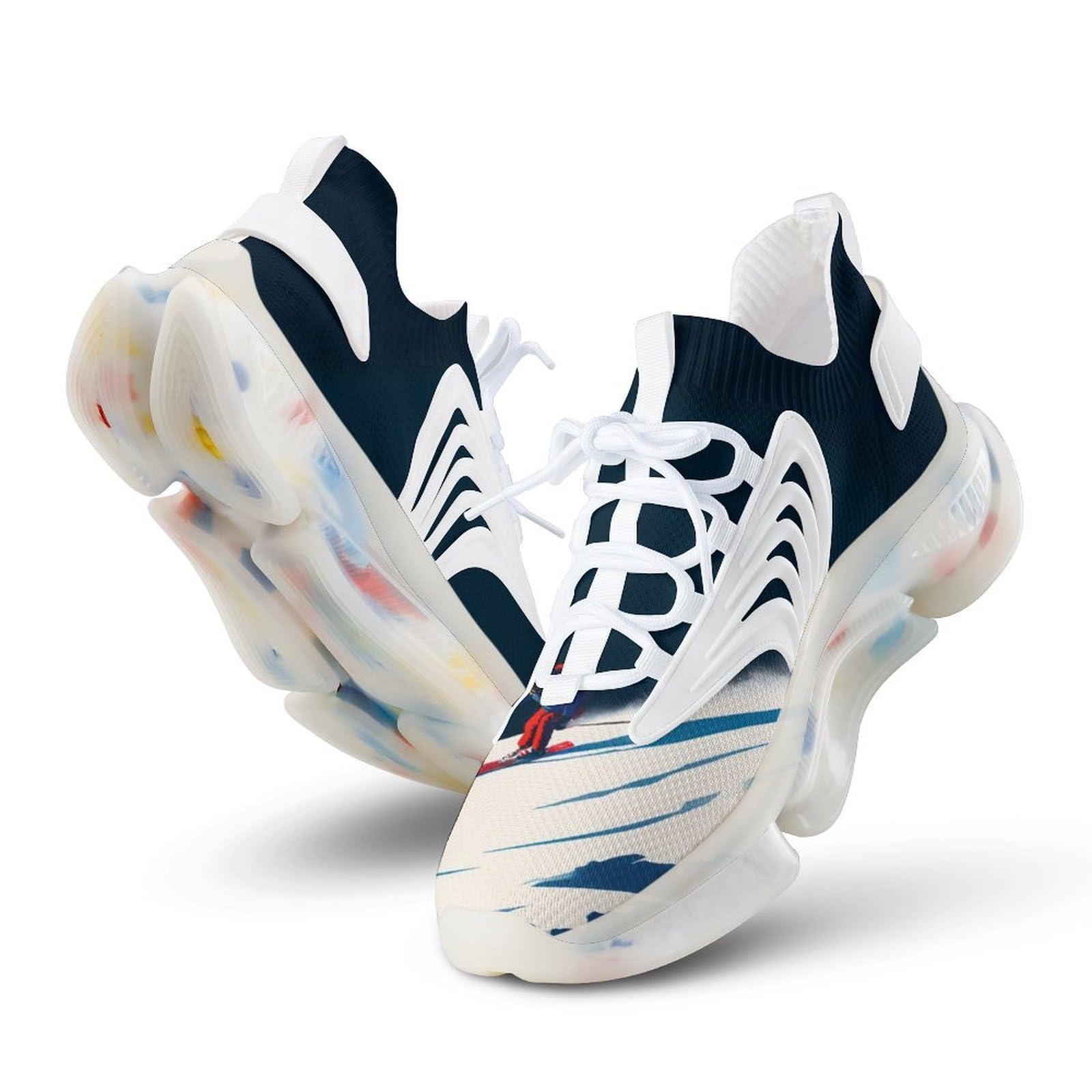 Skier Skiing Down - Scarpe da corsa da uomo | Elastico imbottito traspirante Mesh antiscivolo Supporto Shock Training Comfort