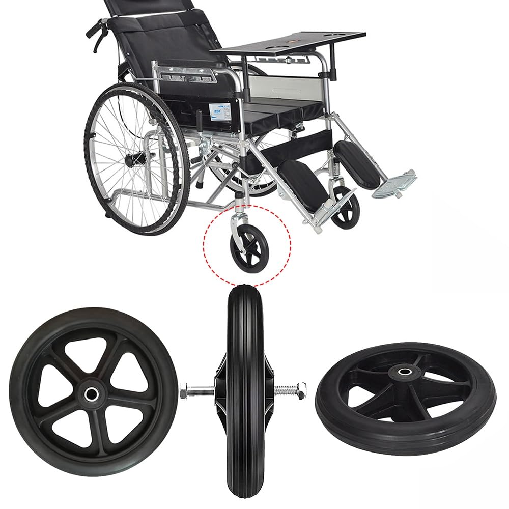 kółka do krzeseł biurowych, Zamienne przednie koło do wózka inwalidzkiego, pełne, ze śrubami, 6-8 cali, 2 szt(8"-19cm)