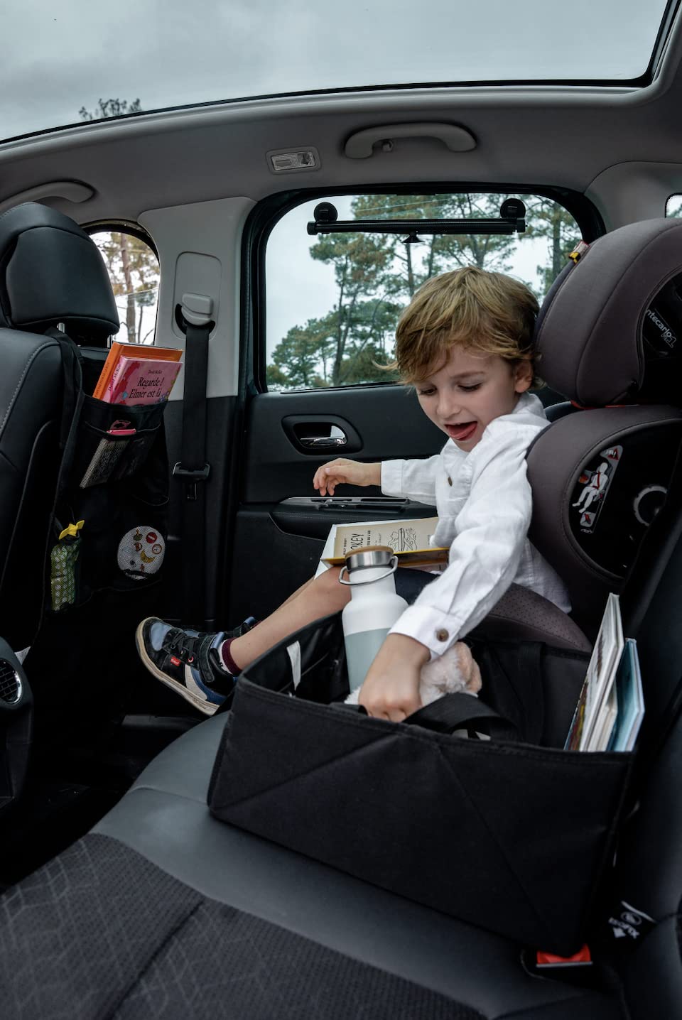 Protección de Asiento de Coche + Organizador de Cubierta Trasera y Espalda Asiento de Coche Infantil Fabricación rpet Embalaje reciclable