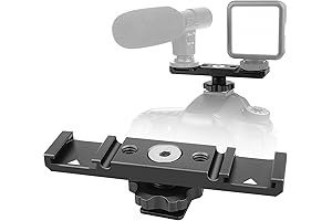 Dual Flash Bracket | Dual Cold Shoe Mount | Dual Hot Shoe Extension Bar