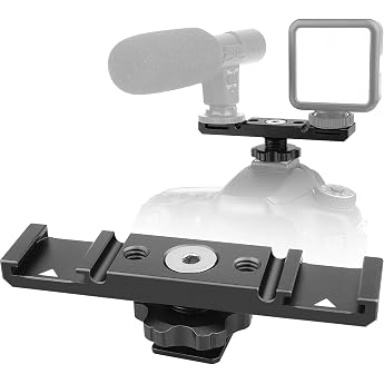 Hot Shoe Adapter ChromLives Camera Dual Cold Shoe Mount Dual Hot Shoe Mount Adapter Aluminium Dual Shoe Extension Bracket for Microphone LED Video Monitors