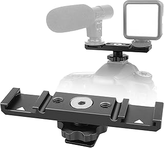 Hot Shoe Adapter ChromLives Camera Dual Cold Shoe Mount Dual Hot Shoe Mount Adapter Aluminium Dual Shoe Extension Bracket for Microphone, Hot Shoe, Monitors