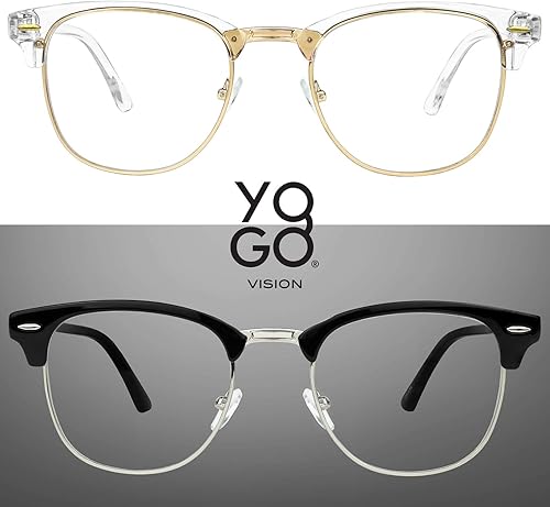 Miniatura 2 de Gafas de luz azul para hombres y mujeres, lentes de computadora de media montura sin montura para computadora, paquete de 2