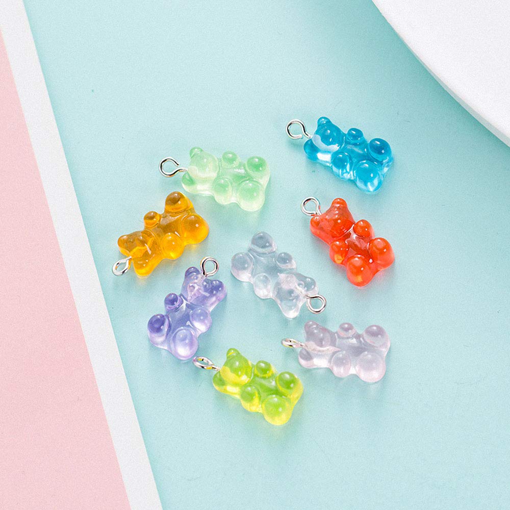 chenyu 45 Stück Bären Anhänger Farbverlauf Candy Rubber Charms Bär für DIY Making / 9 Farben