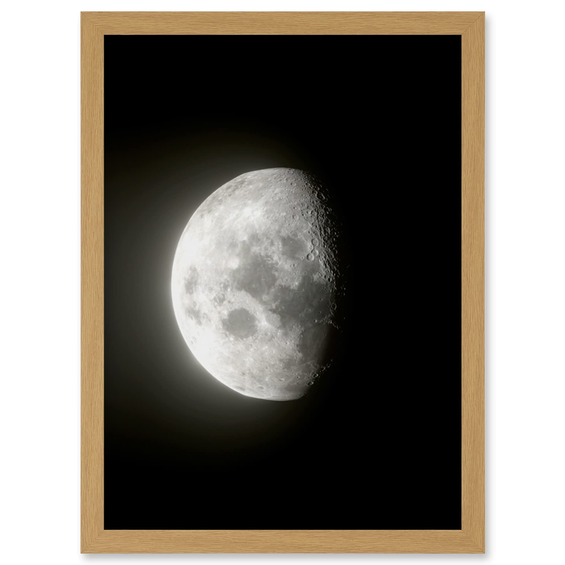 Artery8 Lunar Phases Waning Gibbous Moon Space Astronomy Artwork Framed Wall Art Print A4