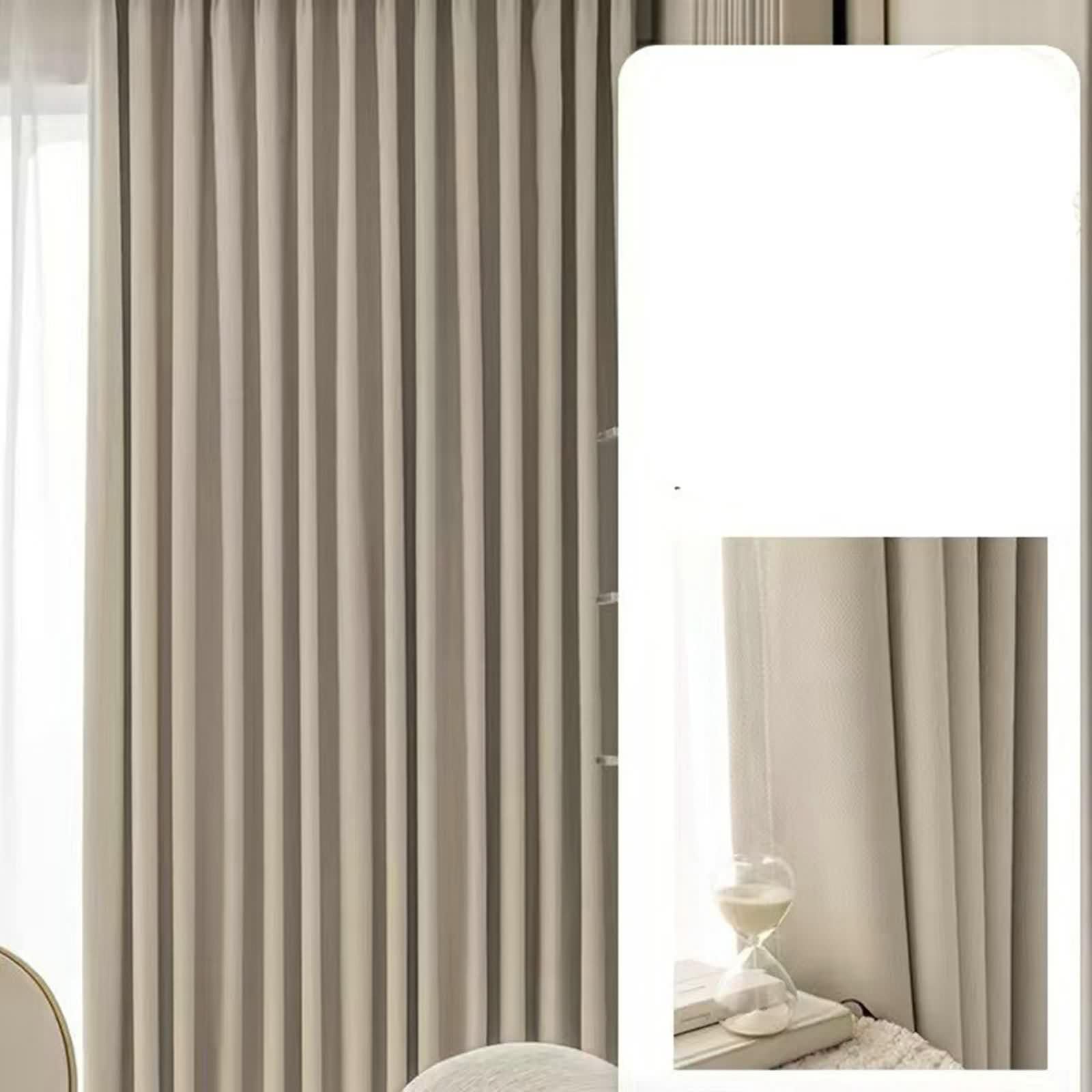 Rideau Anniversaire, Rideau Cuisine Farmhouse Couleur Unie avec Textures Tissées Polyester Coton Gris Abricot Occultant 102L x 214H CM Lot de 2