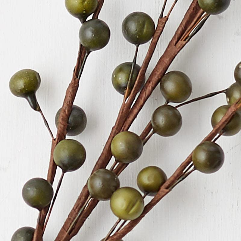 Factory Direct Craft Pack of 6 Soft Sage Green Artificial Berry Stems | 22