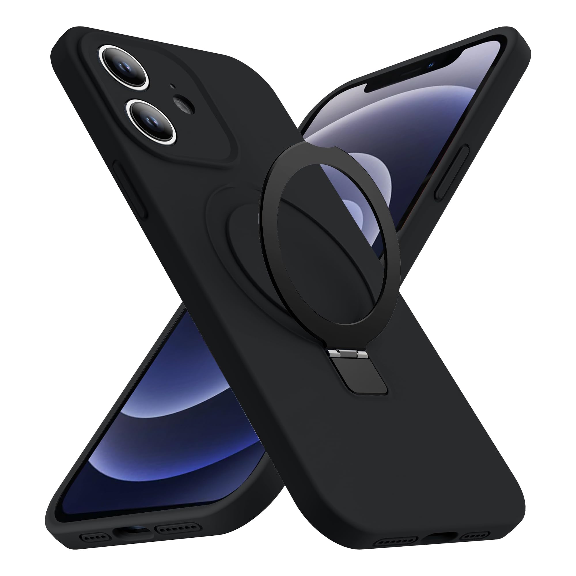 SKYLMW Designed for iPhone 11 Case with Magnetic Invisible Stand Compatible with MagSafe Military Drop Tested Shockproof Silicone iPhone 11 Phone Cases for Women Men 6.1'' 2019, Black