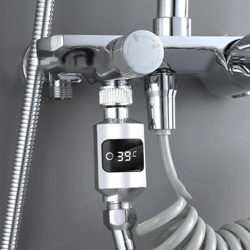 Termómetro de ducha Termómetro de ducha Pantalla de temperatura digital electrónica Adecuado para tuberías de agua de 1/2 pulgada