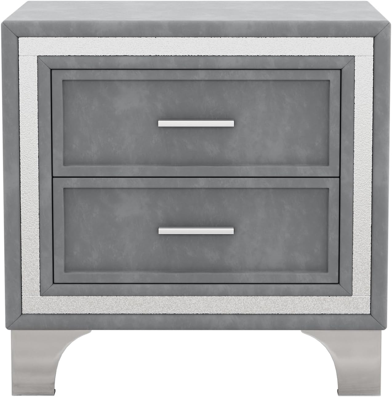 SOFTSEA Mesita de noche de terciopelo con 2 cajones, moderna mesita de noche tapizada con almacenamiento, mesa auxiliar con tira de purpurina