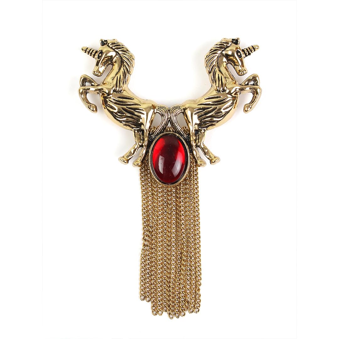 Kavove Ruby Horned Unicorn Duet Golden Colour Brooch (B0CVL1WHXC) Amazon Price History, Amazon Price Tracker