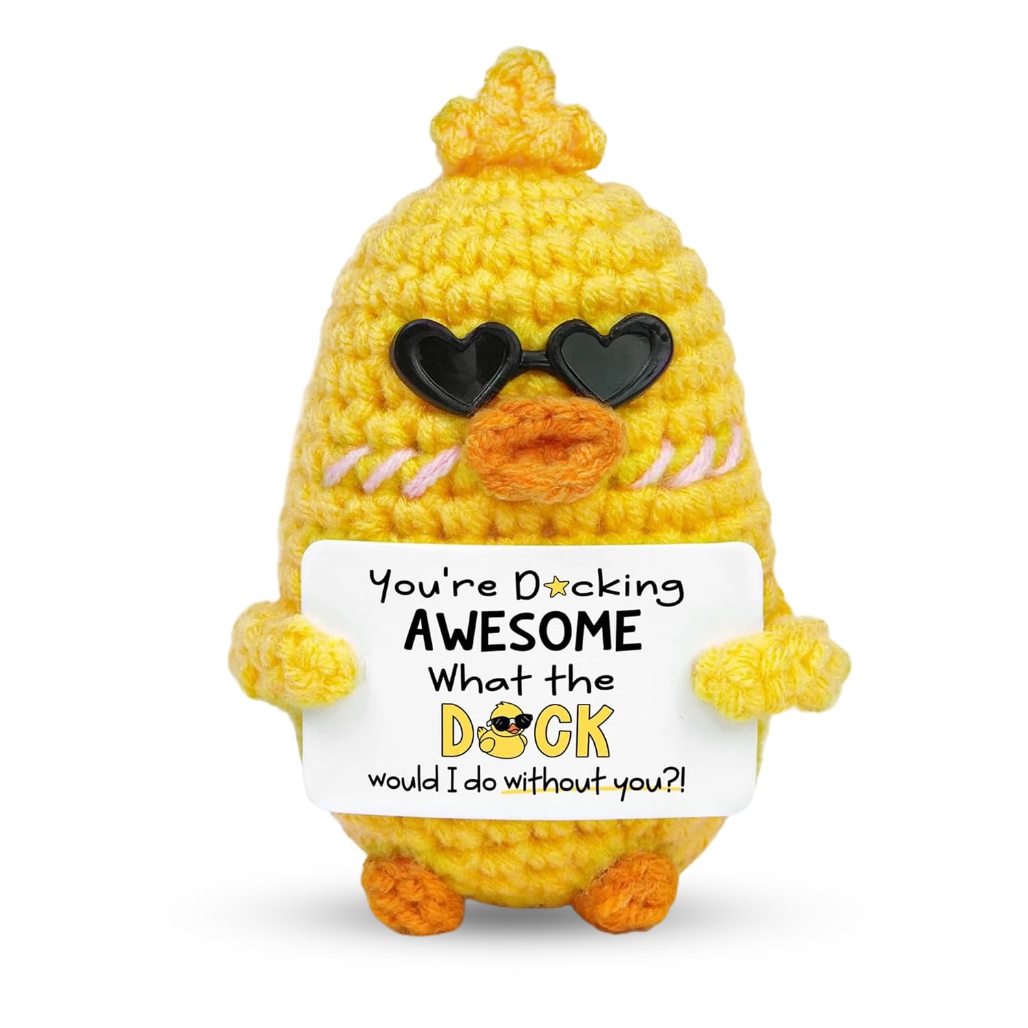 VOYANTE Emotional Support Crochet Duck Gifts, Handmade Positive Crochet Animals with Positive Words, Cute Duck Pocket Hug