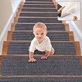 RIOLAND Stair Treads Carpet Non-Slip Indoor Stair Runners for Wooden Steps, Stair Rugs for Kids and Dogs, Set of 15, 8" X 30", Gray