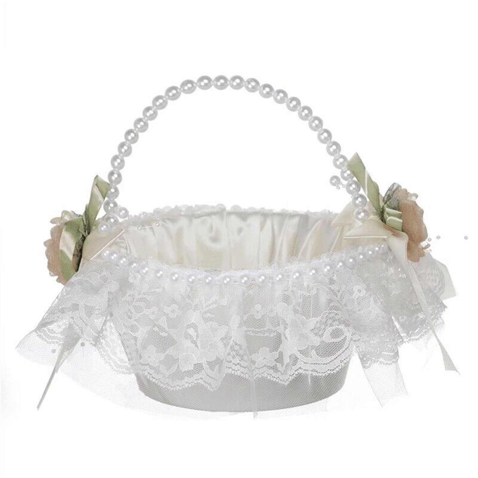Basket with Lace Rose Flower Baskets for Wedding Ceremony Bride Engagement Party Supplies Table Decorations Flower Basket
