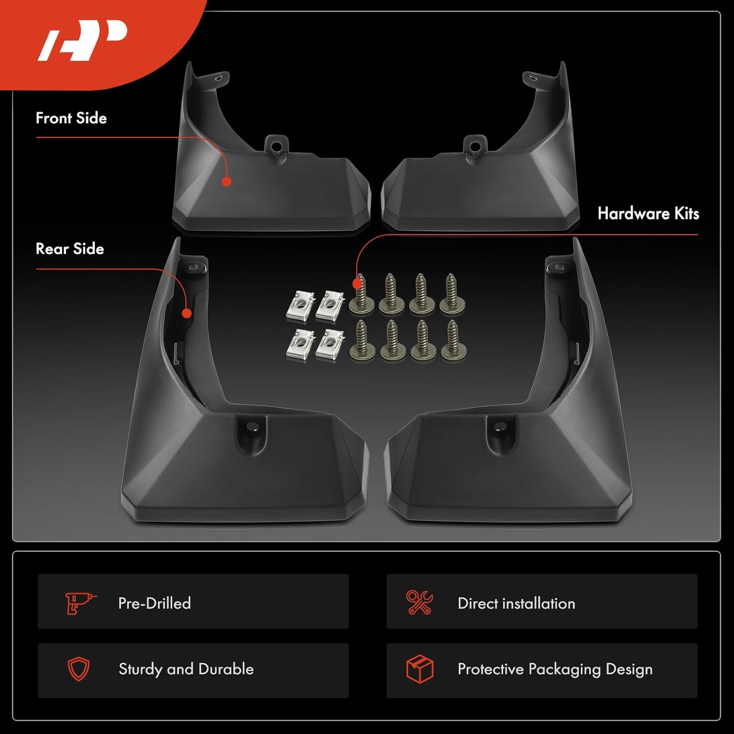 A-Premium Set of 4PCS Mud Flaps Splash Guards Mudguards Mudflaps with Hardware Kits Accessory Compatible with Toyota Corolla Cross 2020-2022, Sport Utility, Front and Rear (Driver & Passenger Side)