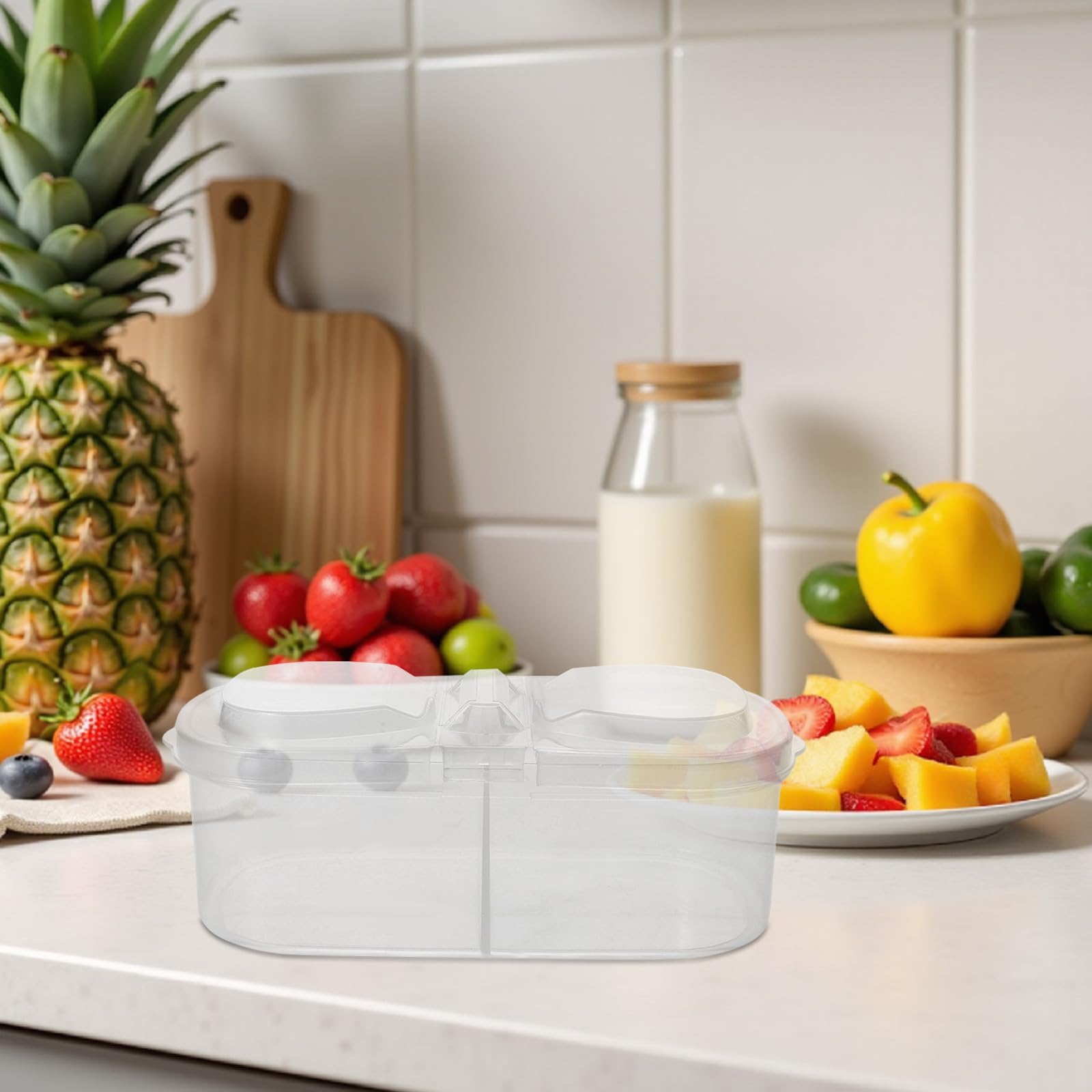 TOYANDONA 12-teiliges Vorratsdosen-Set: Doppelfach-Kühlschrankbox zur Aufbewahrung von Lebensmitteln – 600 ml Frischhaltebehälter für Obst und Gemüse, ideal für die Zubereitung von Mahlzeiten und