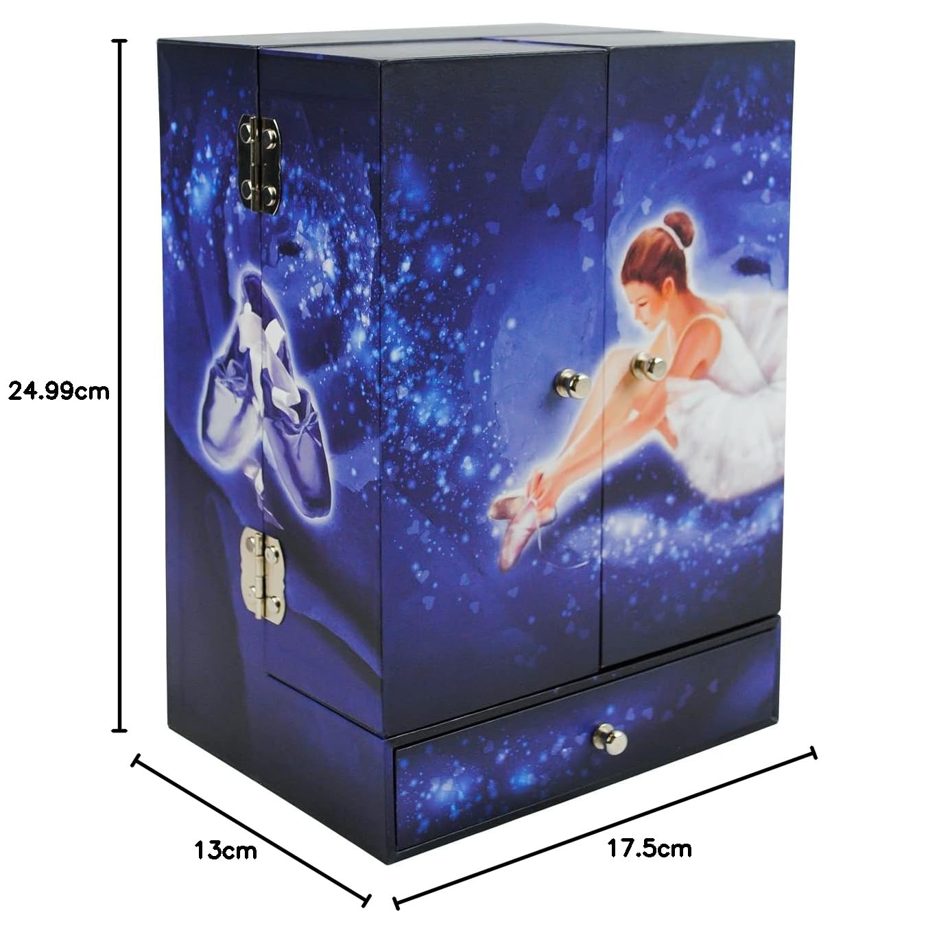 TROUSSELIER – Caja de música bailarina estrella – Caja de joyería musical bailarina – Caja de joyería para niña – Azul marino