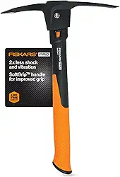 Fiskars Picareta Pro - 0,7 kg Mattock com absorção de choque e alça de aderência confortável - Pry Rocks, Solte o solo - Aço forjado resistente - Ferramentas de construção, construção e quintal