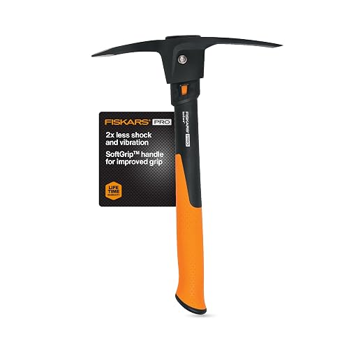Fiskars Pro IsoCore 14" 2-in-1 Pickaxe & Hoe, Shock Reduction,