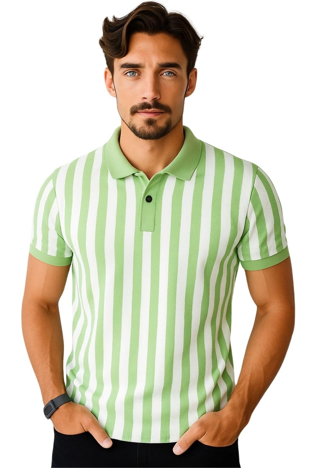 wild elephant Mens Half Sleeve Polyester Striped Branded Polo T-Shirt || Collared Tshirt for Boys || Tshirt for Men's Stylish-picture-16