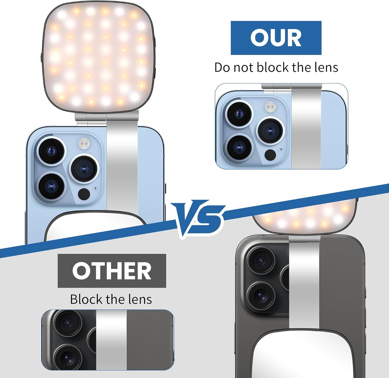 Vibe LED Video Light - Luz magnética para selfie para iPhone, luz de teléfono con espejo, fijación instantánea para MagSafe, selfies, videoconferencias