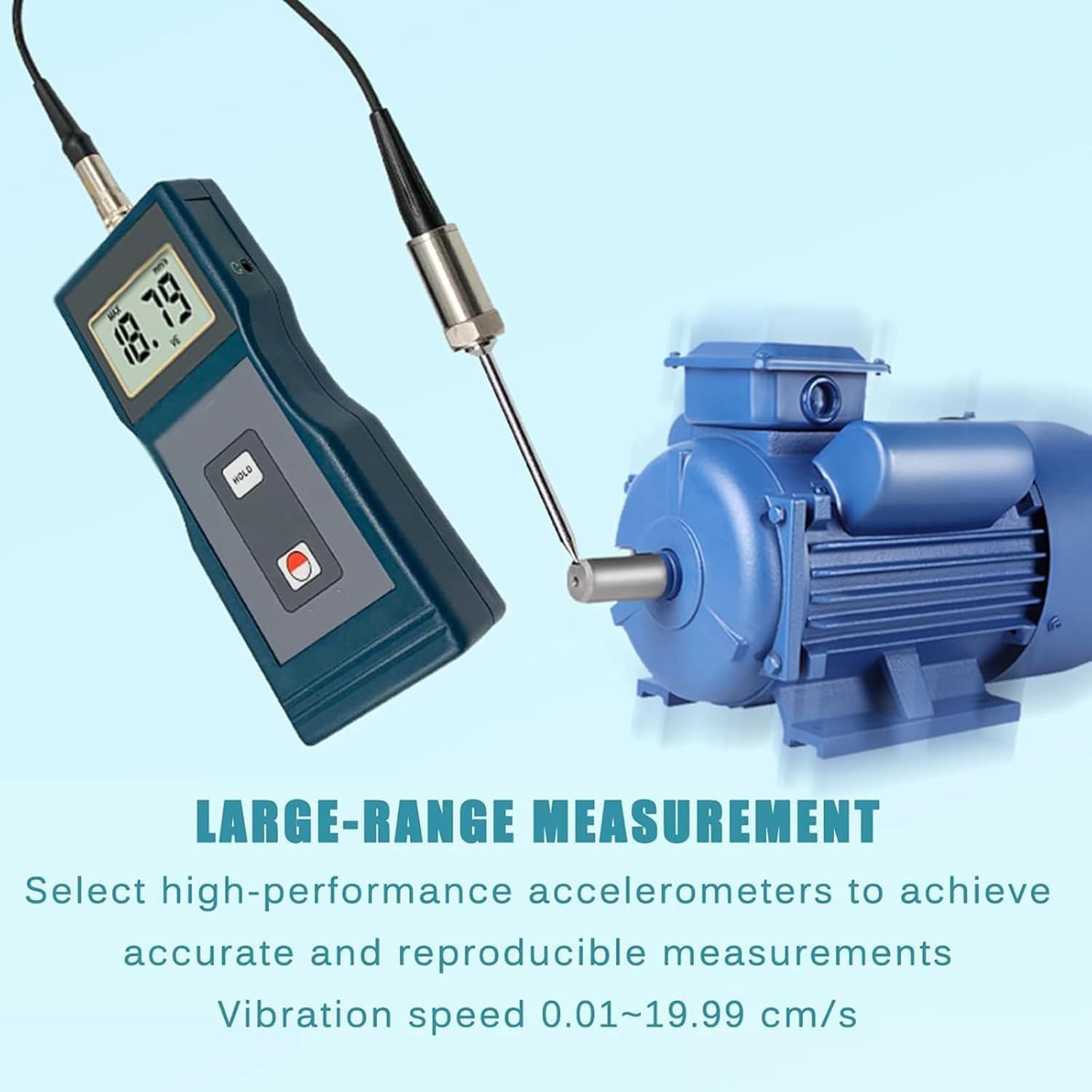 Vibrometro portatile, 0,01-199,9 Mm/s, precisione ± 5%, analizzatore di vibrazioni con sensore piezoelettrico per motori, motori HVAC e ventilatori