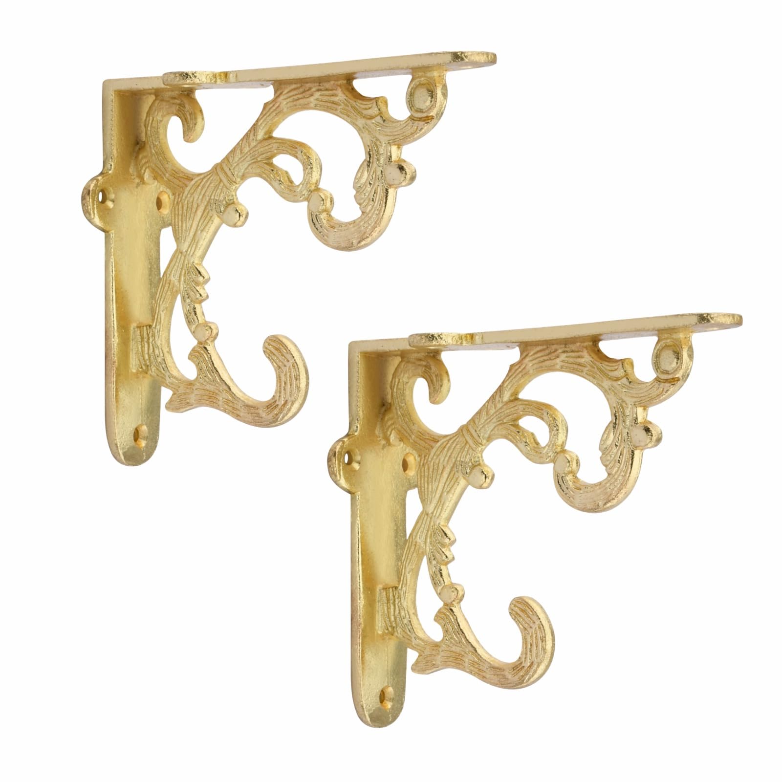 Gold Floating Shelf Brackets - Heavy Duty Corner Braces -3 Gold Floating Shelf Brackets - Heavy Duty Corner Braces -3