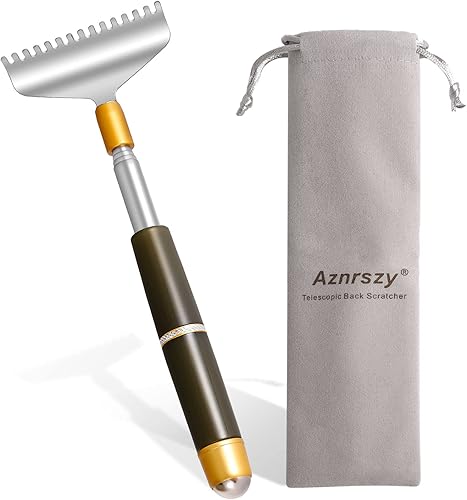 Aznrszy Rascador de espalda grande para mujeres y hombres, extensible, pinza extra anchamango largo antideslizante, rodillo de masaje, herramienta