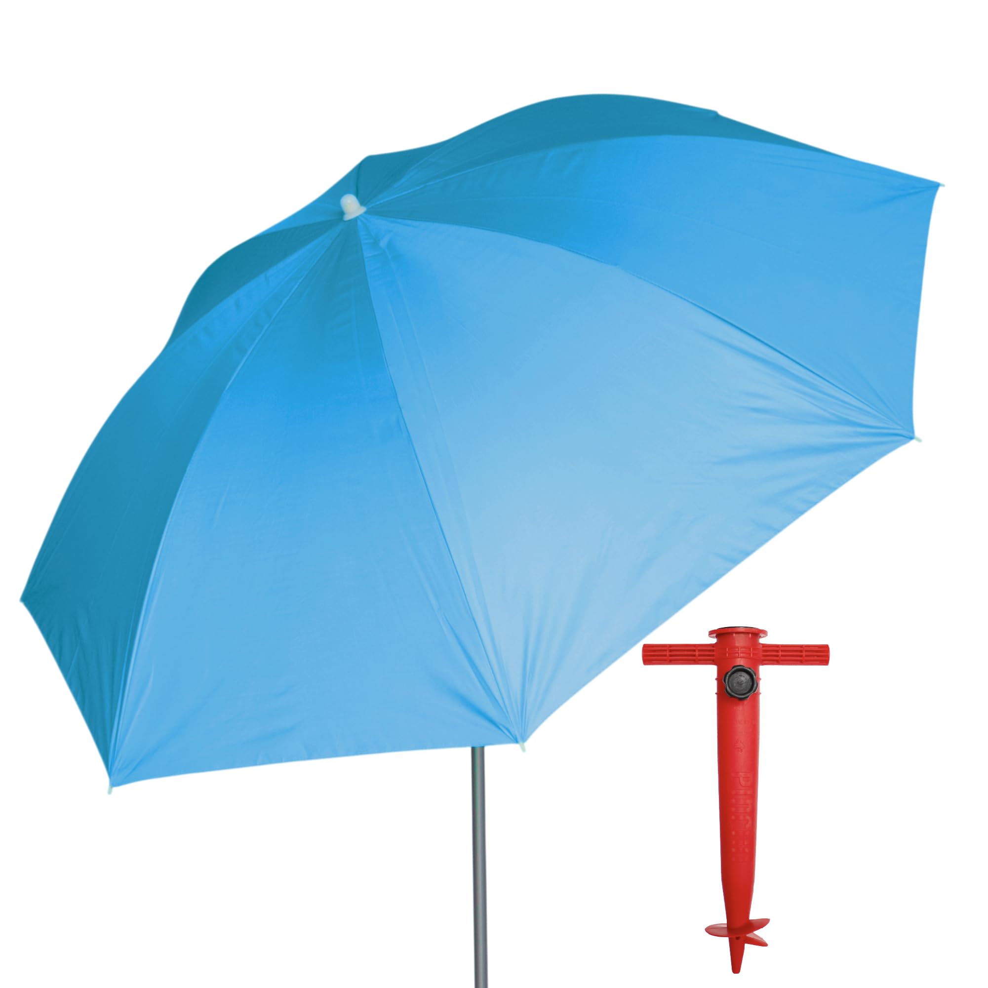 Pincho Grand parasol de plage 200 cm, anti-vent jusqu'à 35 km/h, protection UV 50, aluminium, 8 + 8 baleines, fibre de verre, tube de 28-32 mm, manche inclinable, montage rapide 30 secondes, sac de