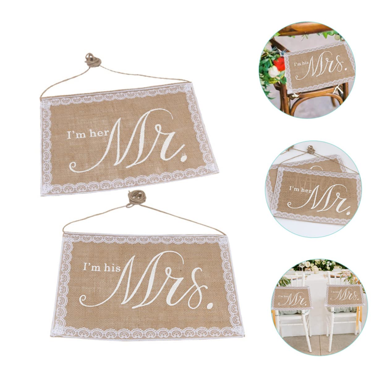 PRETYZOOM 4 Sätze Hochzeit Reserviertes Zeichen Hochzeitsstühle Stuhlschilder Für Braut Und Bräutigam Hochzeitsbanner Hochzeitsdeko Hochzeitszubehör Zubehör Für Hochzeitsfeiern 2 Stück * 4