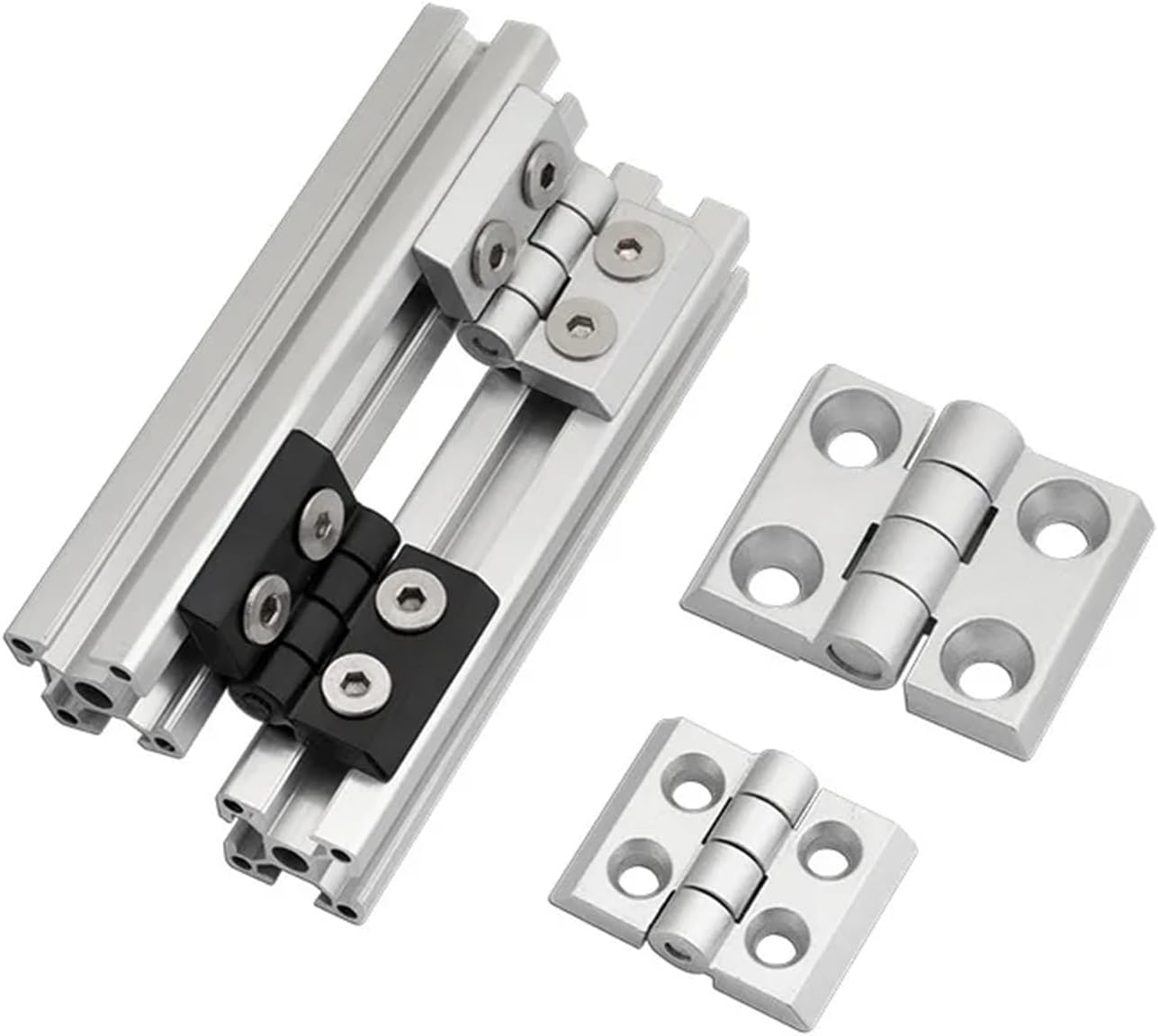 10PCS Aluminum Extrusion Profile for Metal Hinge Zinc Alloy with Screw and Nut(3030 Black)
