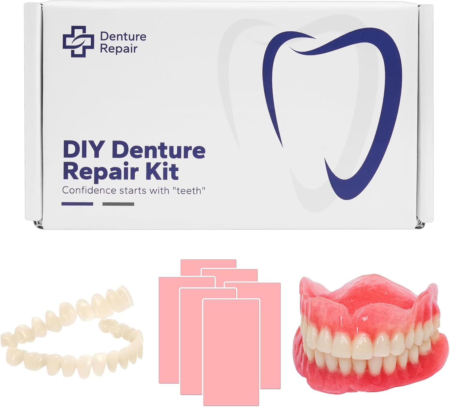 Do It Yourself Dentures Fake -Teeth Top and Bottom Temporary Teeth - Denture Kit for Women and Men - Create Your Perfect Smile at Home
