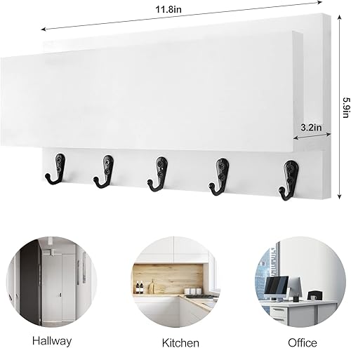 Miniatura 6 de Soporte para correo y llaves para pared, estante organizador decorativo de entrada con ganchos para correa de perro, lentes de sol, bolsos, abrigos,